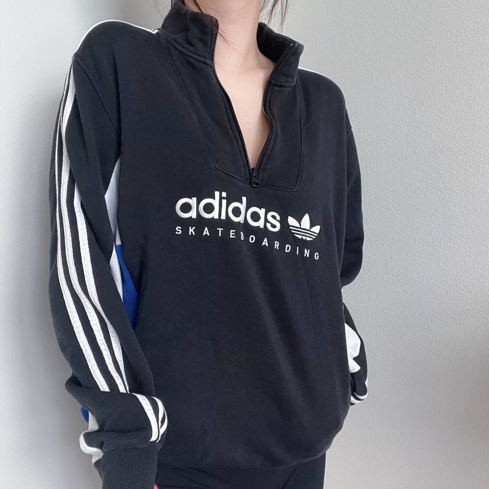 Adidas Skateboarding Apian Quarter-Zip Mock Neck Pullover Sweatshirt